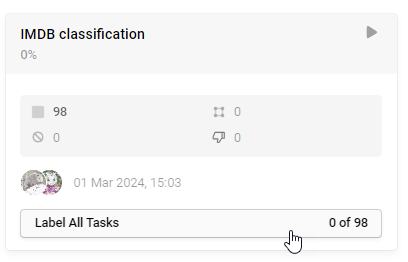 Screenshot of project card with tasks